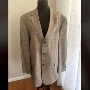 Oscar De La Renta 100% Mulberry Silk Blazer houndstooth 44R